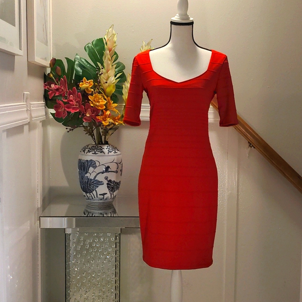 Red Dress V Neck